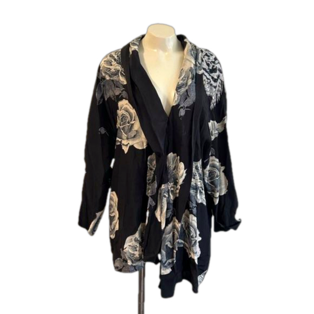 BOA PARIS beaded floral open front blouse sz 2 made in France